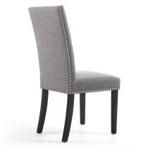 Rabat Steel Grey Fabric Dining Chairs With Black Legs In Pair