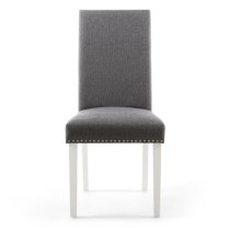 Rabat Steel Grey Linen Dining Chairs And White Legs In Pair