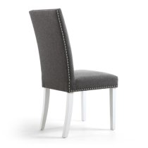 Rabat Steel Grey Linen Dining Chairs And White Legs In Pair