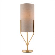 Fraser Natural Fabric Shade Table Lamp In Satin Brass