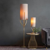 Fraser Natural Fabric Shade Table Lamp In Satin Brass