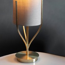 Fraser Natural Fabric Shade Table Lamp In Satin Brass