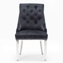 Kepro Knocker Black Velvet Dining Chairs In Pair