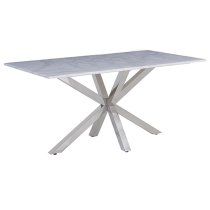 Redlands Marble 160cm Dining Table In White And Grey