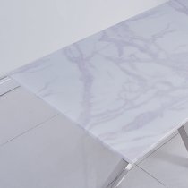 Redlands Marble 160cm Dining Table In White And Grey