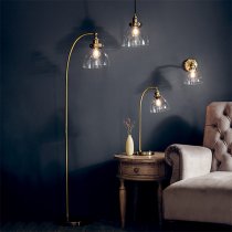 Hansen Clear Glass Shade Wall Light In Antique Brass