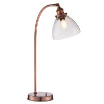 Hansen Clear Glass Shade Task Table Lamp In Aged Copper