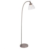 Hansen Clear Glass Shade Task Floor Lamp In Brushed Silver