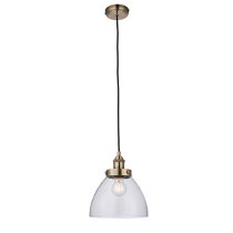 Hansen 1 Light Clear Glass Shade Pendant Light In Antique Brass