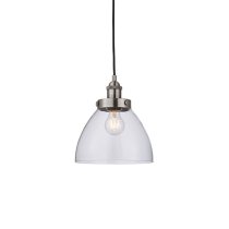 Hansen 1 Light Clear Glass Shade Pendant Light In Brushed Silver