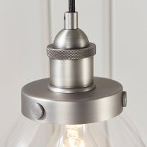 Hansen 1 Light Clear Glass Shade Pendant Light In Brushed Silver