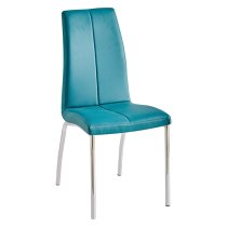 Opal Faux Leather Dining Chair In Teal With Chrome Legs