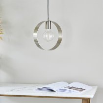 Hoop 1 Light Ceiling Pendant Light In Brushed Nickel