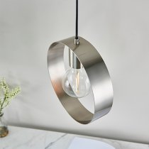 Hoop 1 Light Ceiling Pendant Light In Brushed Nickel