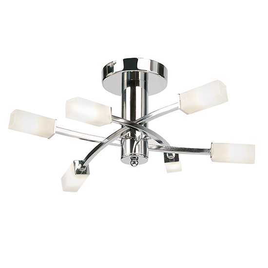 Havana 6 Lights Glass Semi Flush Ceiling Light In Chrome