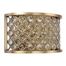 Hudson 2 Lights Clear Crystal Wall Light In Antique Brass