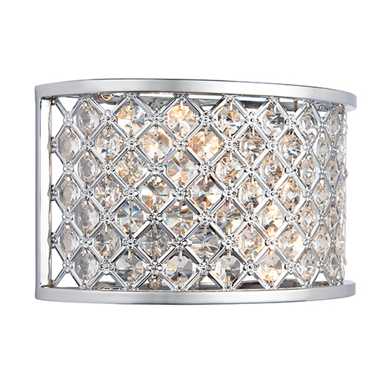 Hudson 2 Lights Clear Crystal Wall Light In Polished Chrome