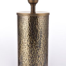 Indara Natural Linen Shade Table Lamp In Hammered Bronze