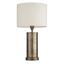 Indara Natural Linen Shade Table Lamp In Hammered Bronze