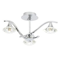 Langella 3 Lights Crystal Semi Flush Ceiling Light In Chrome