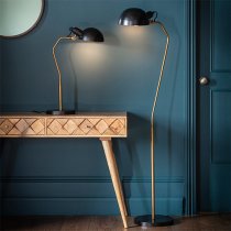 Largo Task Table Lamp In Satin Black And Aged Brass