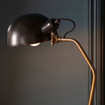 Largo Task Floor Lamp In Satin Black And Aged Brass