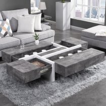 Storm Gloss Storage Coffee Table In White And Concrete Effect