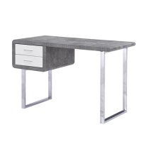 Carlo Wooden Computer Desk In Concrete Effect With Chrome Legs