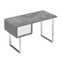 Carlo Wooden Computer Desk In Concrete Effect With Chrome Legs