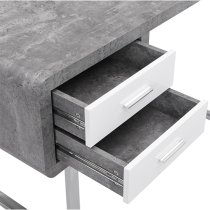 Carlo Wooden Computer Desk In Concrete Effect With Chrome Legs