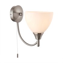 Lightson Matt Opal Glass Wall Light In Satin Chrome