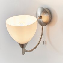 Lightson Matt Opal Glass Wall Light In Satin Chrome