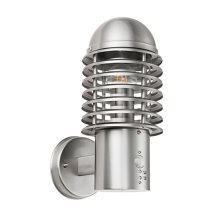 Louvre PIR Polycarbonate Wall Light In Brushed Stainless Steel