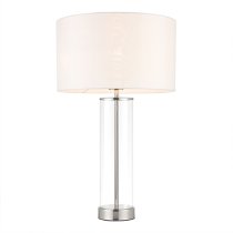 Lessina Vintage White Fabric Touch Table Lamp In Bright Nickel