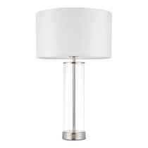 Lessina Vintage White Fabric Touch Table Lamp In Bright Nickel