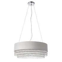 Malmesbury 6 Lights Fabric Ceiling Pendant Light In Silver Grey