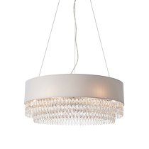 Malmesbury 6 Lights Fabric Ceiling Pendant Light In Silver Grey