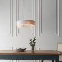 Malmesbury 6 Lights Fabric Ceiling Pendant Light In Silver Grey