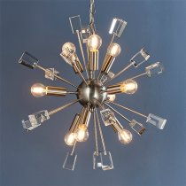 Miro 9 Lights Clear Crystal Pendant Light In Satin Nickel