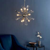 Miro 9 Lights Clear Crystal Pendant Light In Satin Nickel