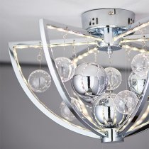 Muni LED Clear Glass Spheres Flush Ceiling Light In Chrome