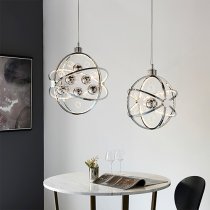 Muni LED 390mm Clear Glass Spheres Pendant Light In Chrome