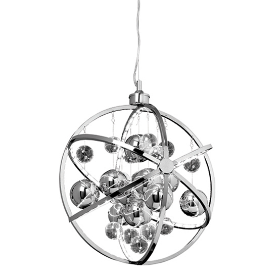 Muni LED 480mm Clear Glass Spheres Pendant Light In Chrome