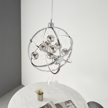 Muni LED 480mm Clear Glass Spheres Pendant Light In Chrome