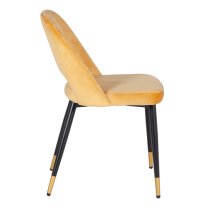 Biretta Velvet Dining Chair With Metal Frame In Mustard