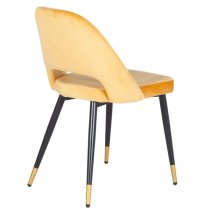 Biretta Velvet Dining Chair With Metal Frame In Mustard