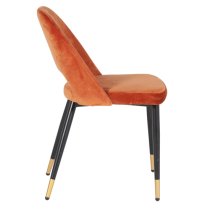 Biretta Velvet Dining Chair With Metal Frame In Rust