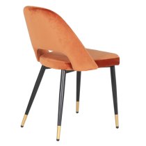 Biretta Rust Velvet Dining Chairs With Metal Frame In Pair