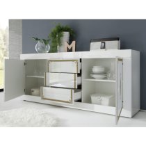 Sisseton High Gloss 2 Doors And 3 Drawers Sideboard In White