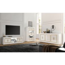 Sisseton High Gloss 2 Doors And 3 Drawers Sideboard In White